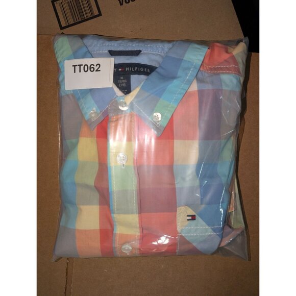 Tommy Hilfiger Boys Plaid Button-Down Shirt XL Multicolor 100% Cotton - Picture 8 of 8